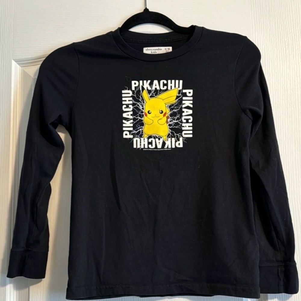 Black Pikachu Kids Long Sleeve Shirt